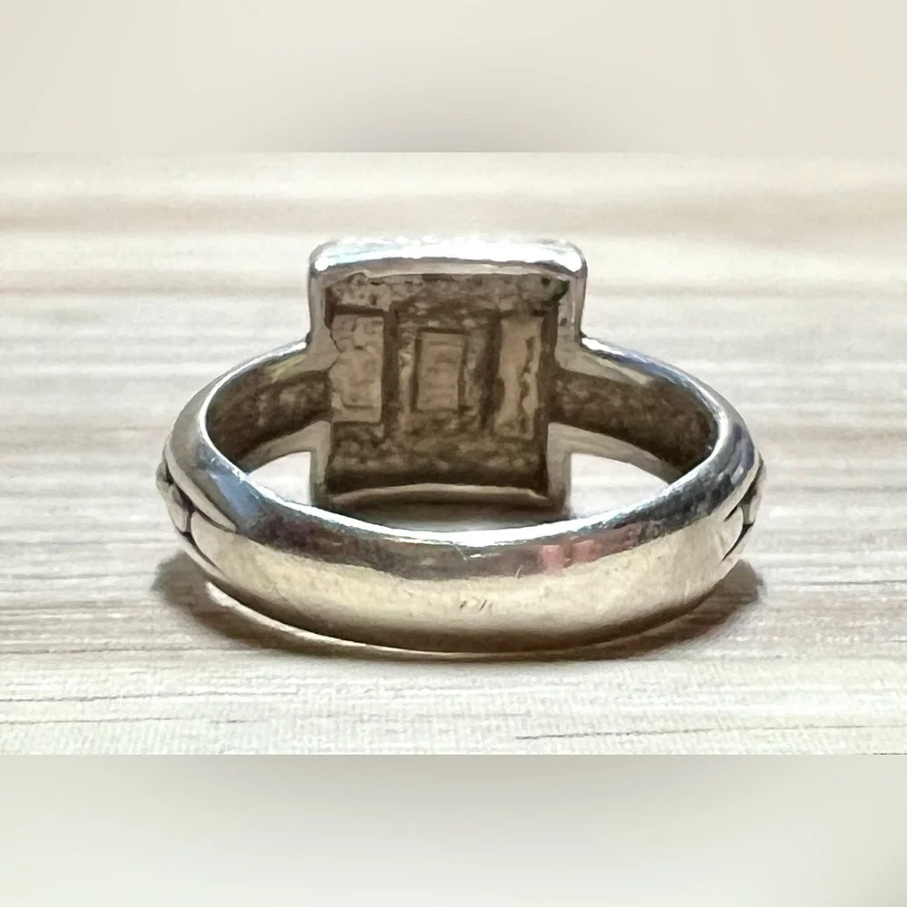 Vintage Carol Felley Sterling Silver & 14K Gold Square Band Ring, Size 5, 3.6g